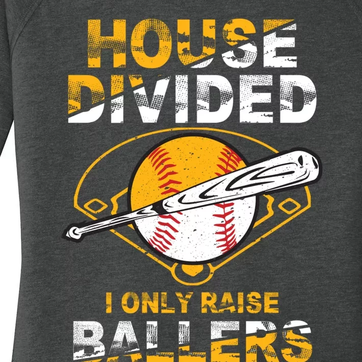 Funny House Divided I Only Raise Ballers Softball Baseball Women's Perfect Tri Tunic Long Sleeve Shirt