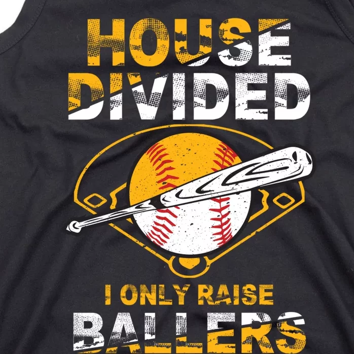 Funny House Divided I Only Raise Ballers Softball Baseball Tank Top