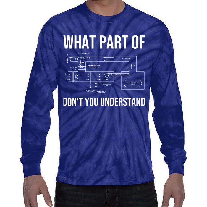 Funny HVAC Design For Men Dad HVAC Installer Engineers Tech Tie-Dye Long Sleeve Shirt