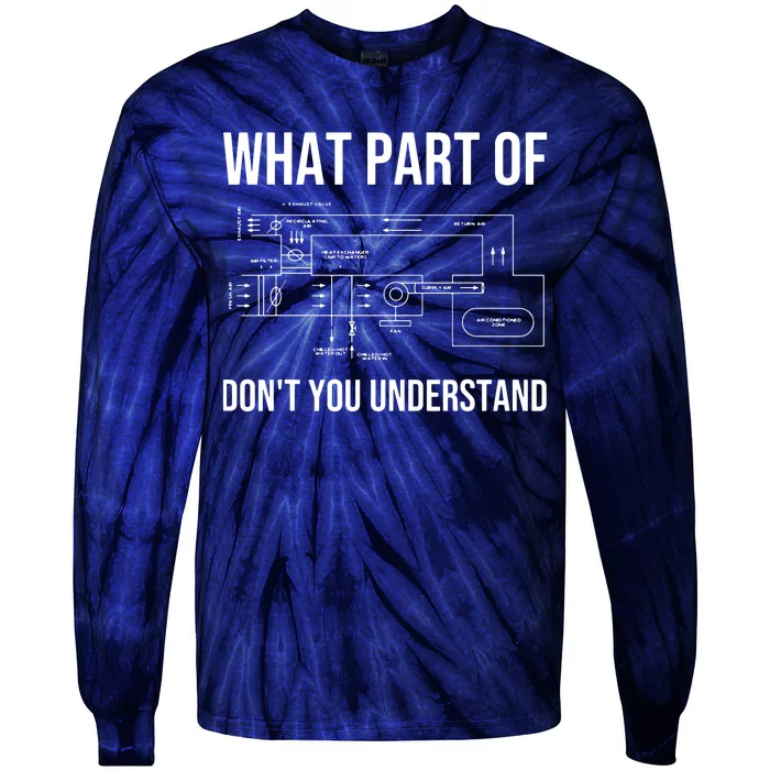 Funny HVAC Design For Men Dad HVAC Installer Engineers Tech Tie-Dye Long Sleeve Shirt