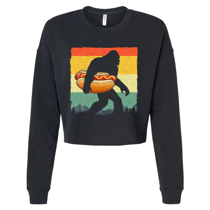 Funny Hot Dog Art For Women Bigfoot Hotdog Lovers Cropped Pullover Crew