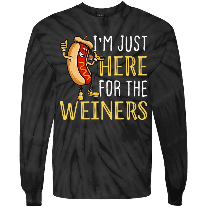 Funny Hot Dog IM Just Here For The Wieners Sausage Tie-Dye Long Sleeve Shirt