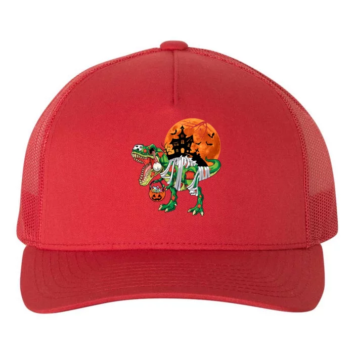 Funny Halloween Dinosaur Mummy T Rex Scary Pumpkin Moon Sweat Yupoong Adult 5-Panel Trucker Hat