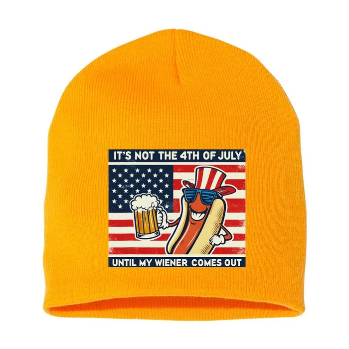 Funny Hot Dog 4th Of July Wiener Short Acrylic Beanie