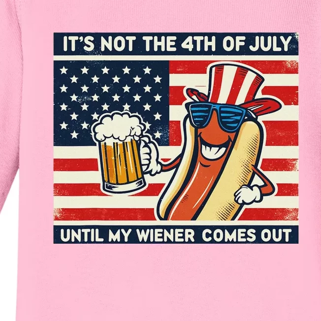 Funny Hot Dog 4th Of July Wiener Baby Long Sleeve Bodysuit