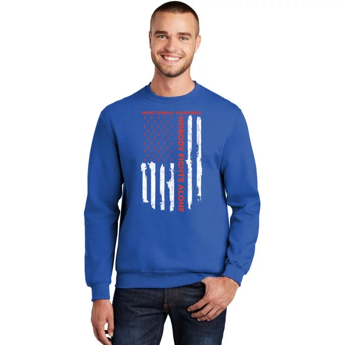 Fight Heart Disease Awareness Month American Flag Gift Tall Sweatshirt