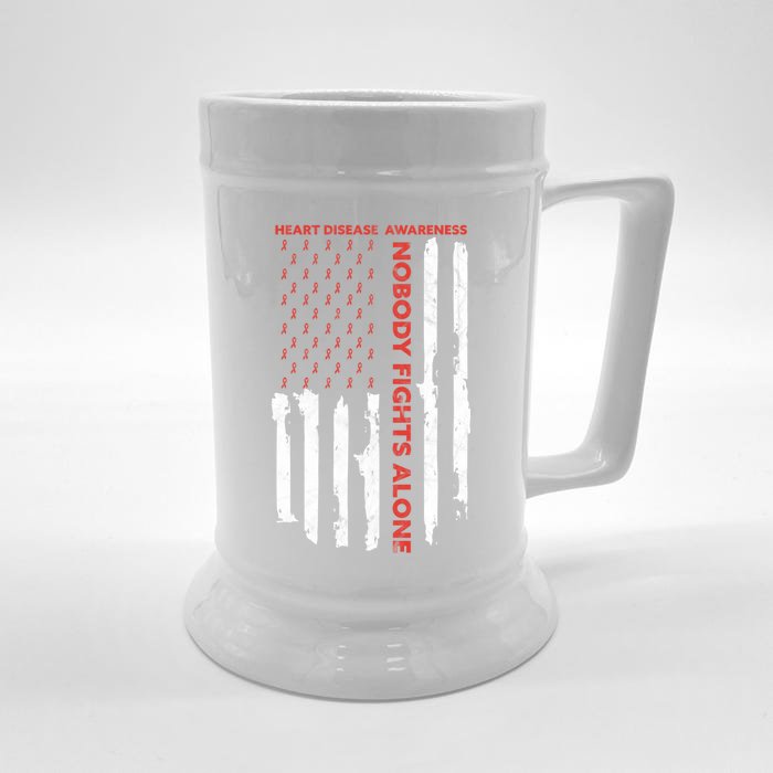 Fight Heart Disease Awareness Month American Flag Gift Front & Back Beer Stein