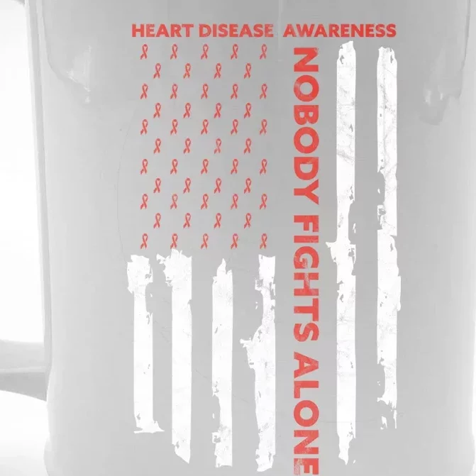 Fight Heart Disease Awareness Month American Flag Gift Front & Back Beer Stein