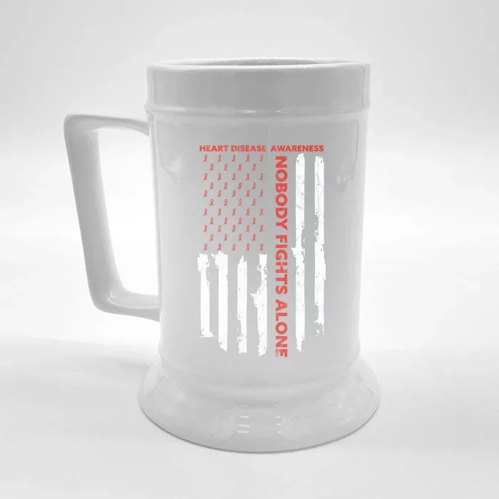 Fight Heart Disease Awareness Month American Flag Gift Front & Back Beer Stein