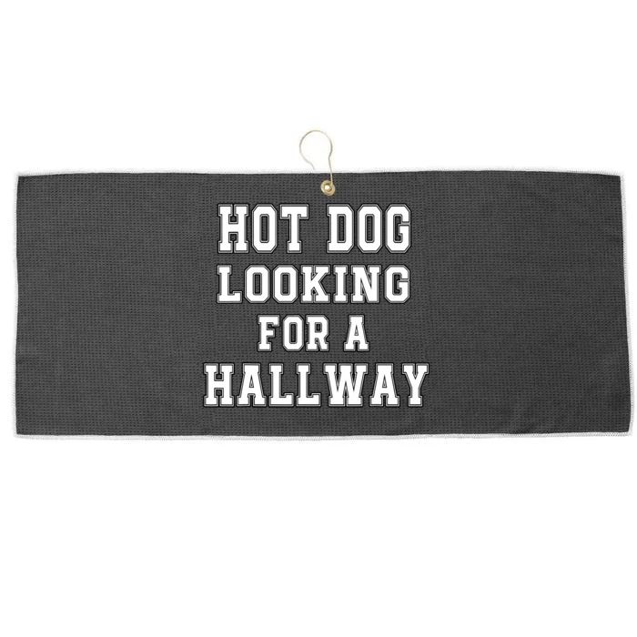 Funny Hot Dog Looking For A Hallway Sarcasm Large Microfiber Waffle Golf Towel