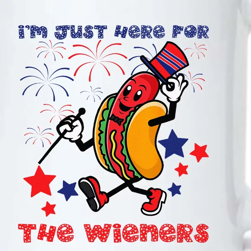 Funny Hot Dog Im Just Here For The Wieners 4Th Of July Black Color Changing Mug