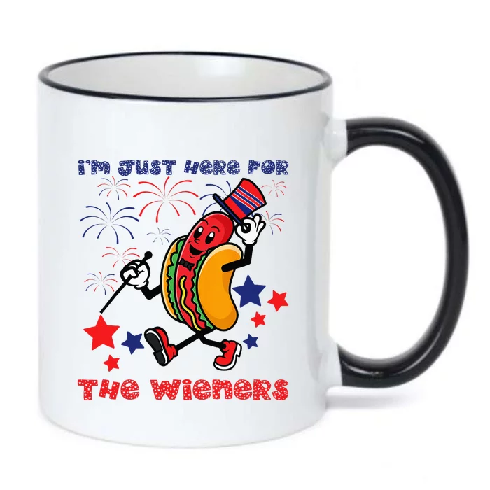 Funny Hot Dog Im Just Here For The Wieners 4Th Of July Black Color Changing Mug