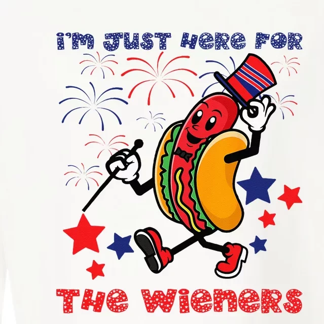 Funny Hot Dog Im Just Here For The Wieners 4Th Of July Cropped Pullover Crew