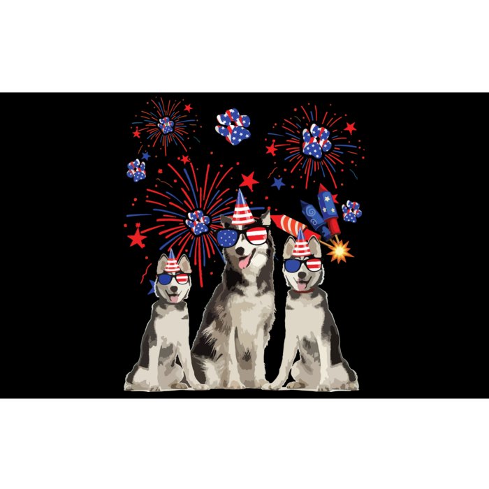 Funny Husky Dogs American Flag Lover Happy 4th Of July Bumper Sticker