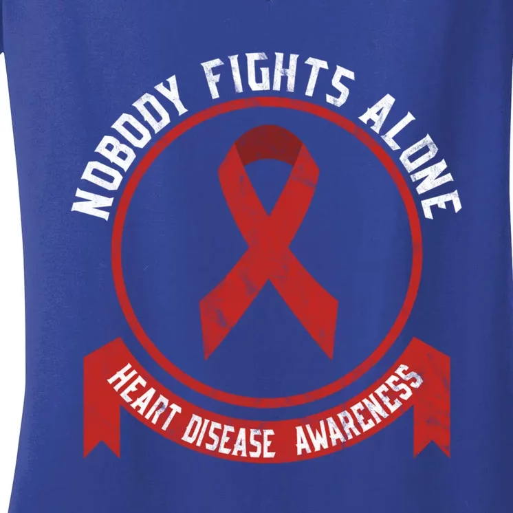 Fight Heart Disease Awareness Month American Heart Health Gift Women's V-Neck T-Shirt