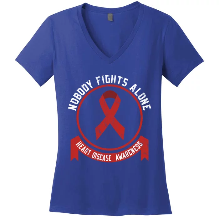 Fight Heart Disease Awareness Month American Heart Health Gift Women's V-Neck T-Shirt