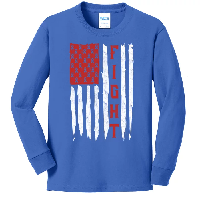 Fight Heart Disease Awareness Month Vintage American Flag Cute Gift Kids Long Sleeve Shirt