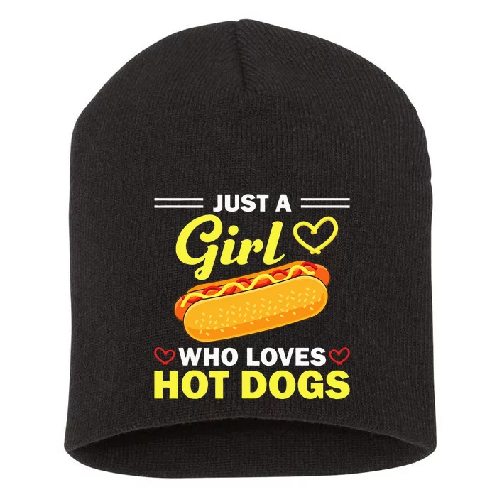 Funny Hot Dog Design For Women Hot Dog Lovers Short Acrylic Beanie