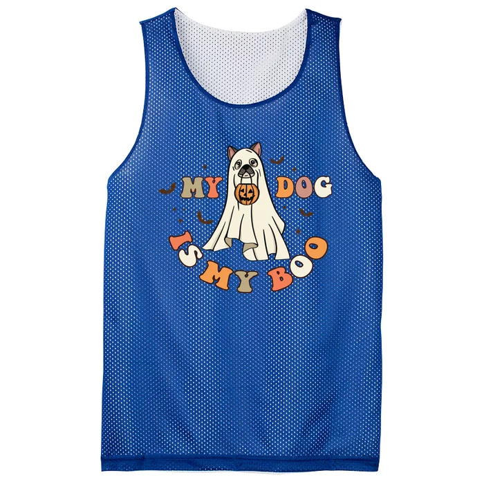 Funny Halloween Dog Ghost Pumpkin My Dog Is My Boo Dog Lover Cute Gift Mesh Reversible Basketball Jersey Tank