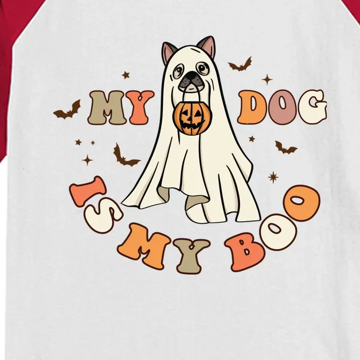 Funny Halloween Dog Ghost Pumpkin My Dog Is My Boo Dog Lover Cute Gift Kids Colorblock Raglan Jersey