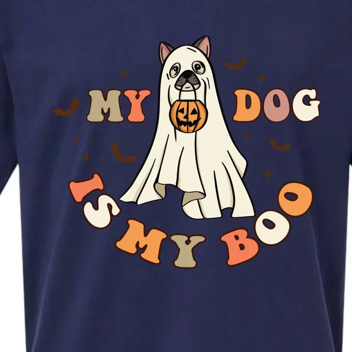 Funny Halloween Dog Ghost Pumpkin My Dog Is My Boo Dog Lover Cute Gift Sueded Cloud Jersey T-Shirt