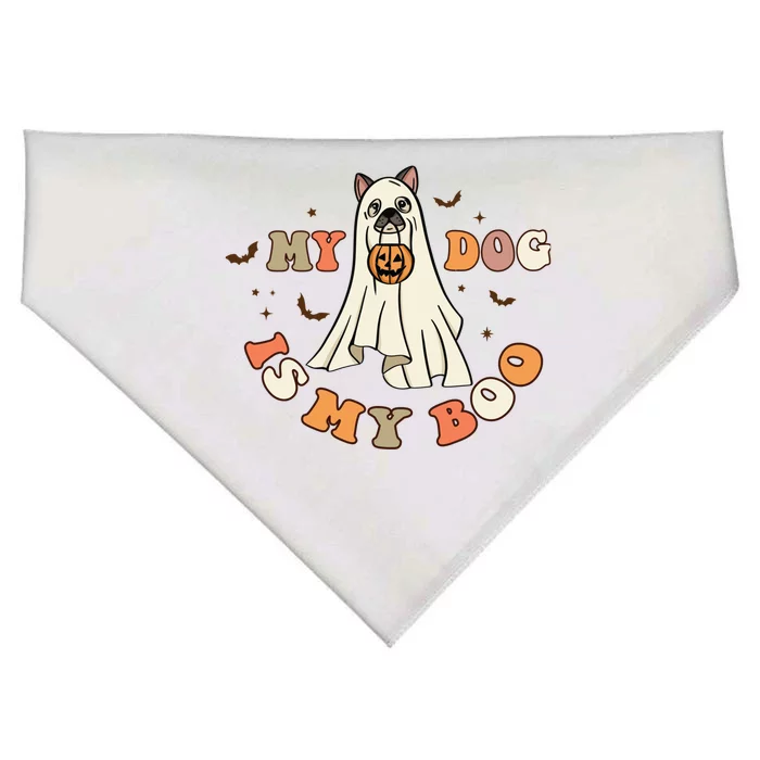 Funny Halloween Dog Ghost Pumpkin My Dog Is My Boo Dog Lover Cute Gift USA-Made Doggie Bandana