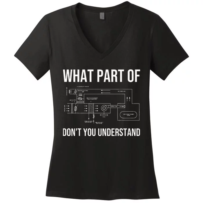 Funny HVAC Design For Men Dad HVAC Installer Engineers Tech Women's V-Neck T-Shirt