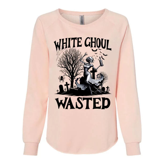 Funny Halloween Drinking Party White Ghoul Wasted Womens California Wash Sweatshirt