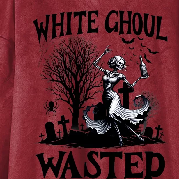 Funny Halloween Drinking Party White Ghoul Wasted Hooded Wearable Blanket