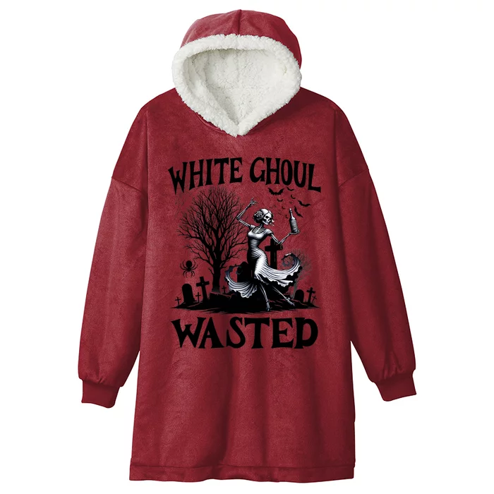 Funny Halloween Drinking Party White Ghoul Wasted Hooded Wearable Blanket