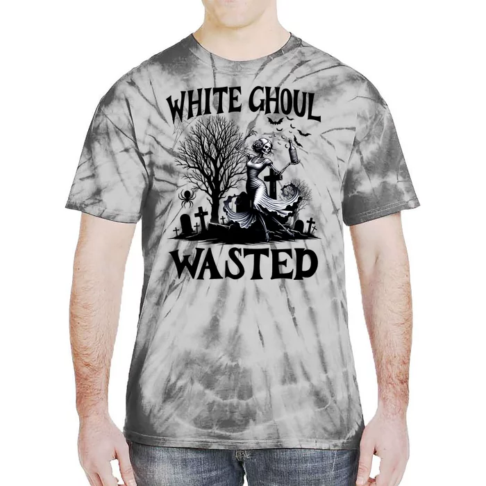 Funny Halloween Drinking Party White Ghoul Wasted Tie-Dye T-Shirt