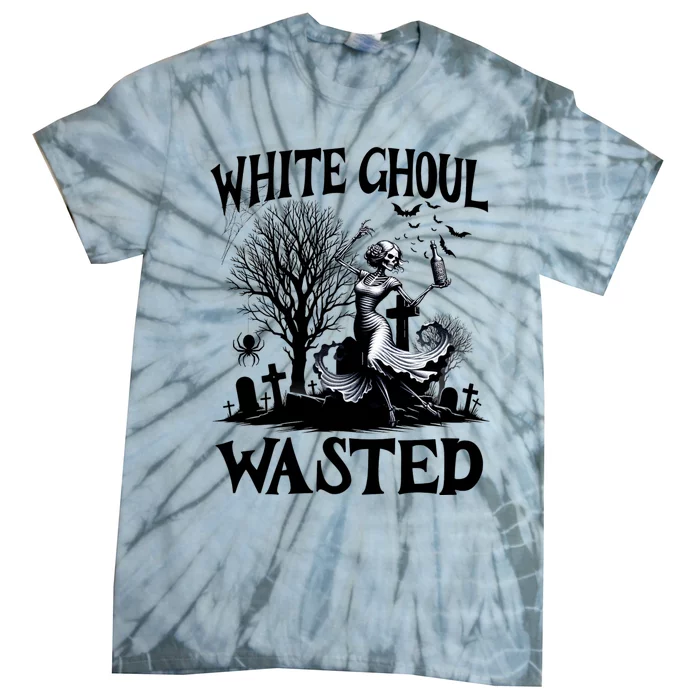 Funny Halloween Drinking Party White Ghoul Wasted Tie-Dye T-Shirt