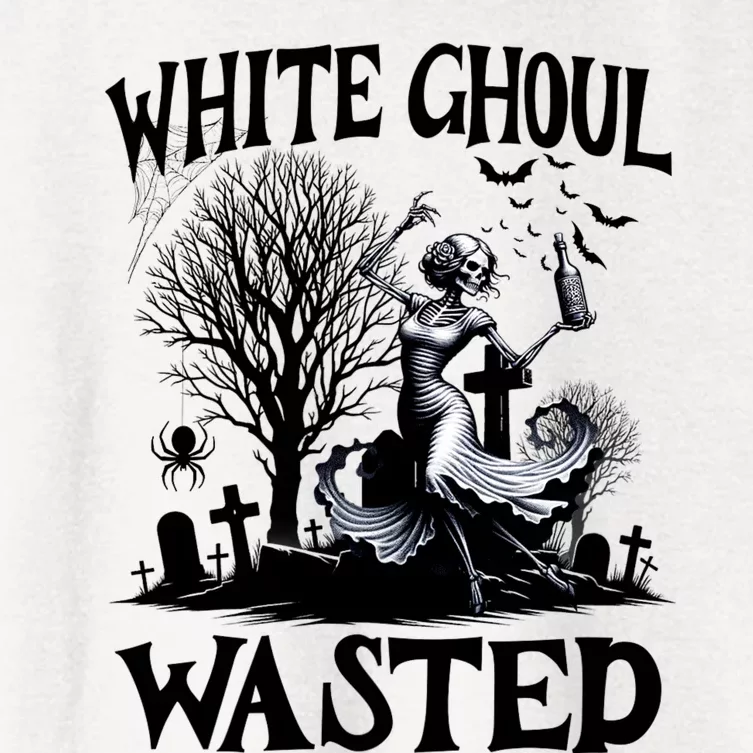 Funny Halloween Drinking Party White Ghoul Wasted Women's Crop Top Tee