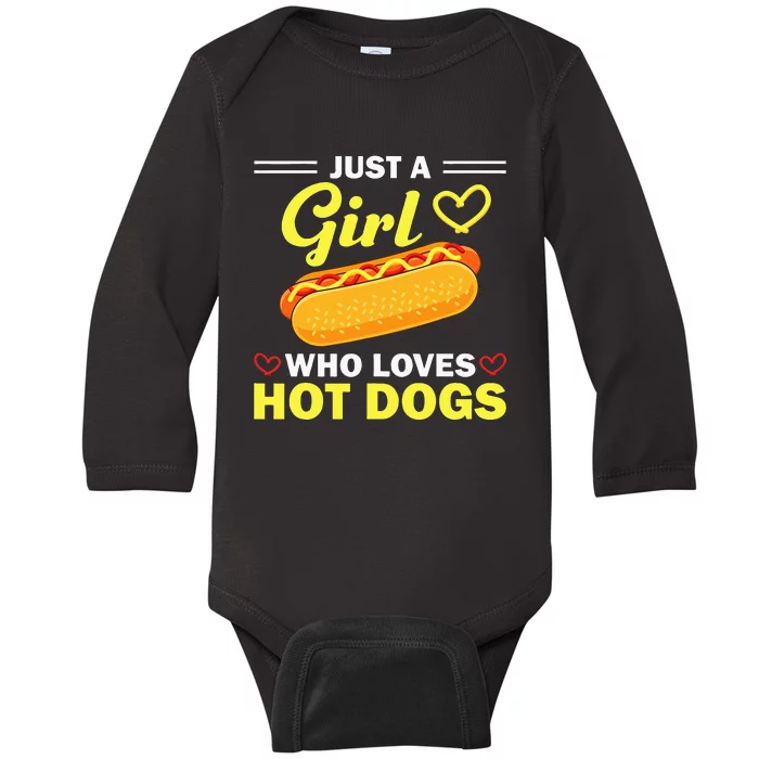 Funny Hot Dog Design Hot Dog Lovers Baby Long Sleeve Bodysuit