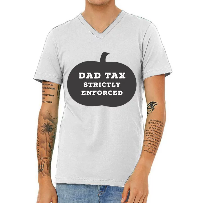 Funny Halloween Dad Tax On Candy Trick Or Treating Design V-Neck T-Shirt