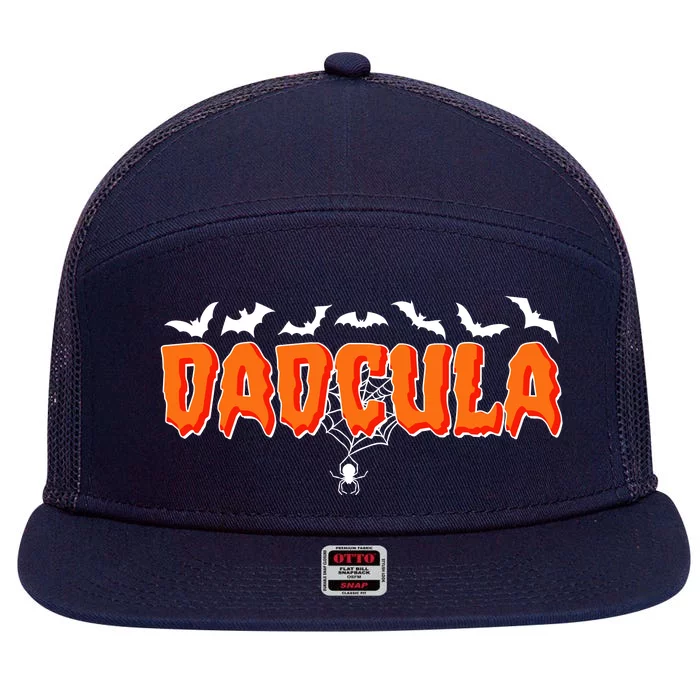 Funny Halloween Dadcula Dracula 7 Panel Mesh Trucker Snapback Hat