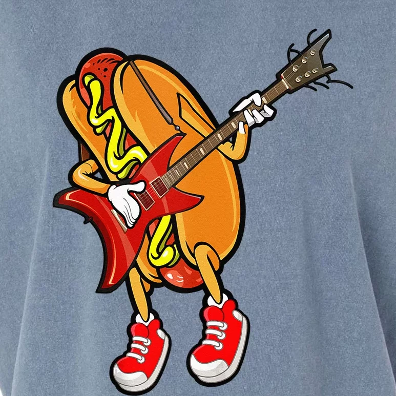 Funny Hot Dog Guitar Player Garment-Dyed Women's Muscle Tee