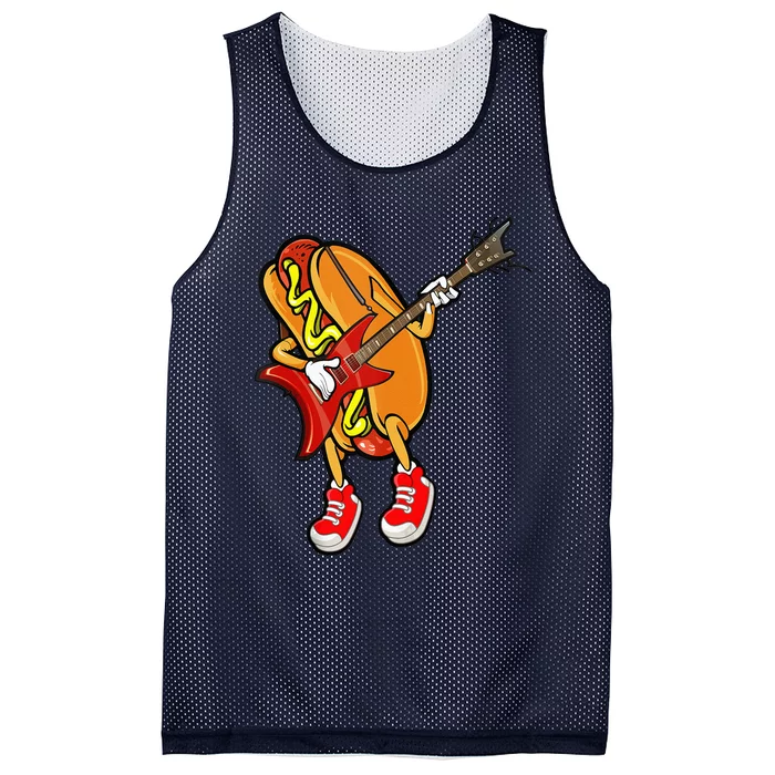 Funny Hot Dog Guitar Player Mesh Reversible Basketball Jersey Tank