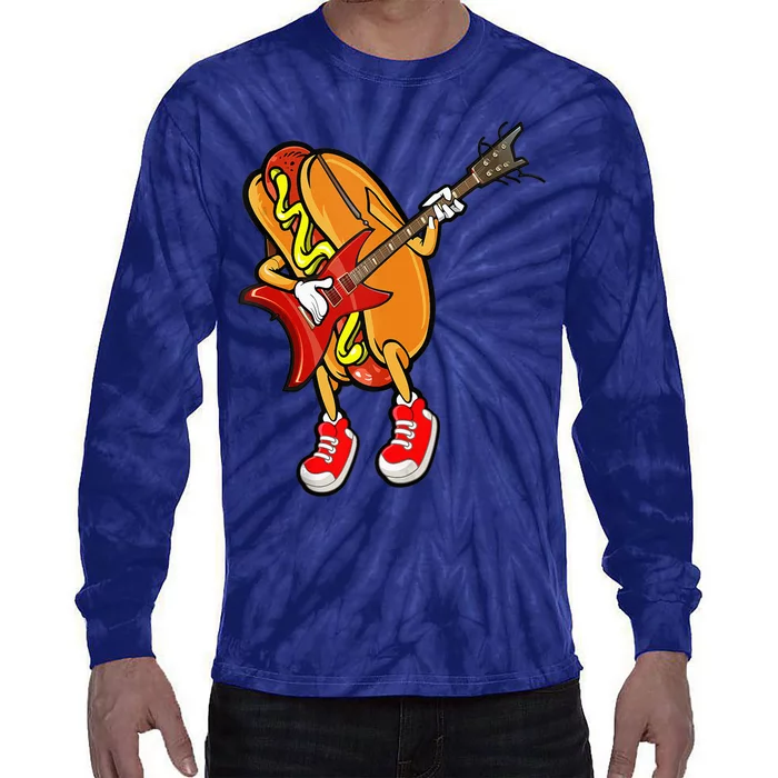 Funny Hot Dog Guitar Player Tie-Dye Long Sleeve Shirt