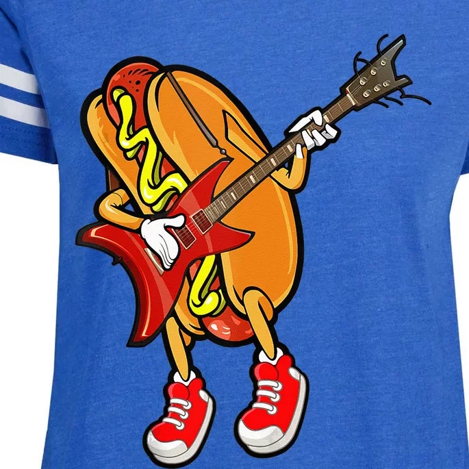 Funny Hot Dog Guitar Player Enza Ladies Jersey Football T-Shirt