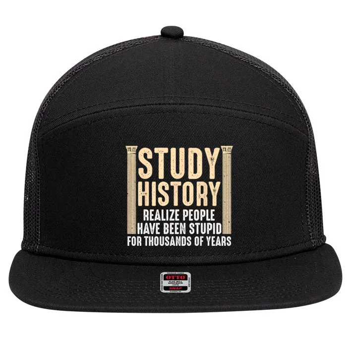 Funny History Design Men Women History Buff History Teachers 7 Panel Mesh Trucker Snapback Hat