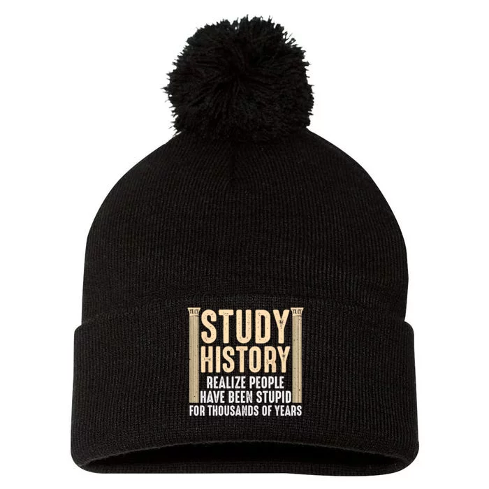 Funny History Design Men Women History Buff History Teachers Pom Pom 12in Knit Beanie