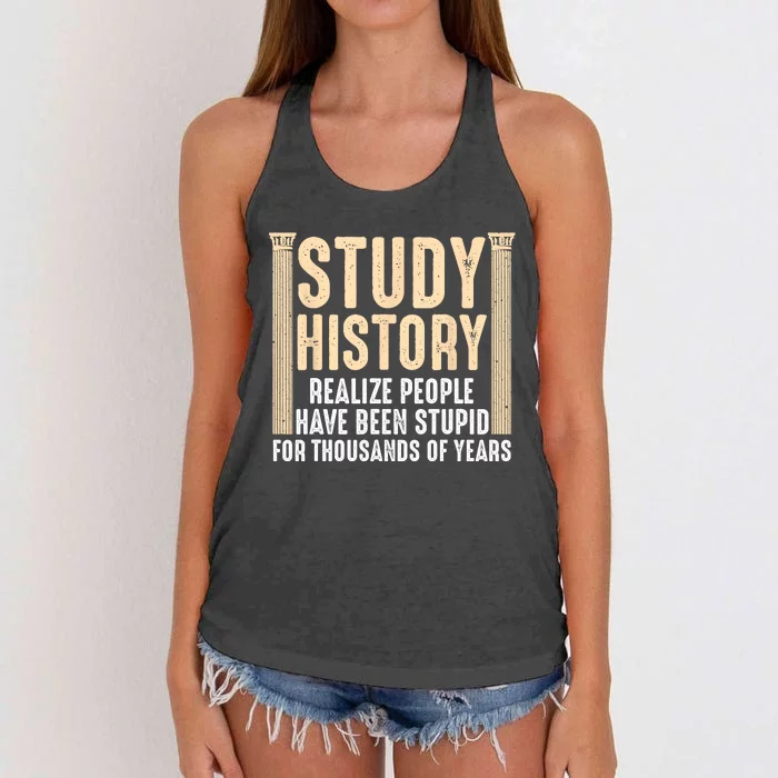 Funny History Design Men Women History Buff History Teachers Women's Knotted Racerback Tank