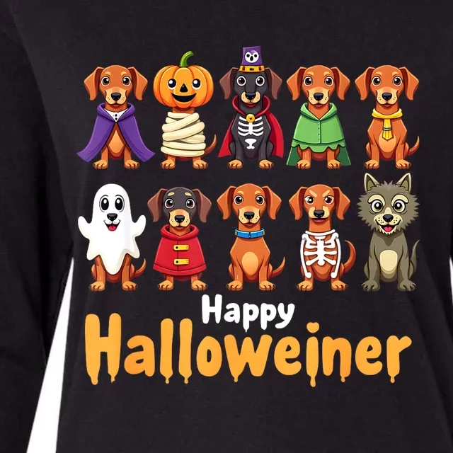 Funny Halloween Dog Lovers Dog Owners Happy Halloweiner Gift Womens Cotton Relaxed Long Sleeve T-Shirt