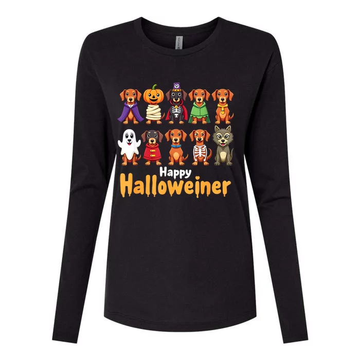 Funny Halloween Dog Lovers Dog Owners Happy Halloweiner Gift Womens Cotton Relaxed Long Sleeve T-Shirt