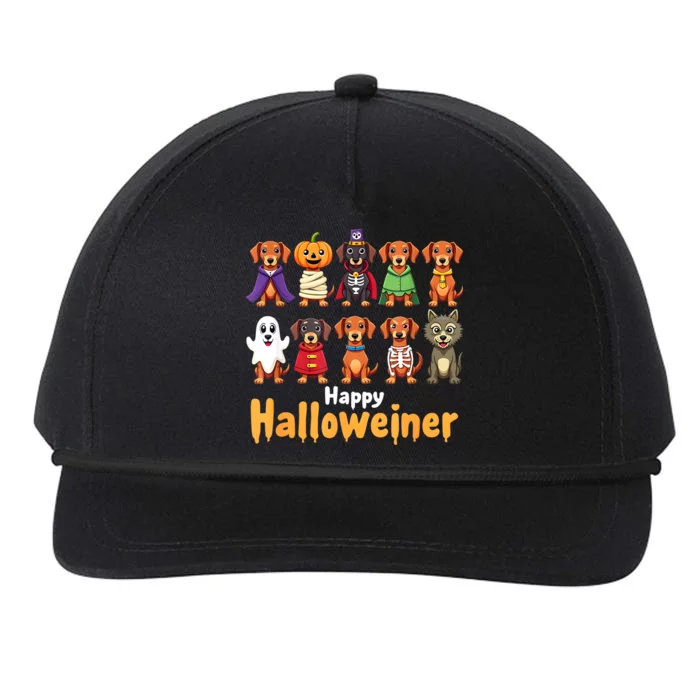 Funny Halloween Dog Lovers Dog Owners Happy Halloweiner Gift Snapback Five-Panel Rope Hat