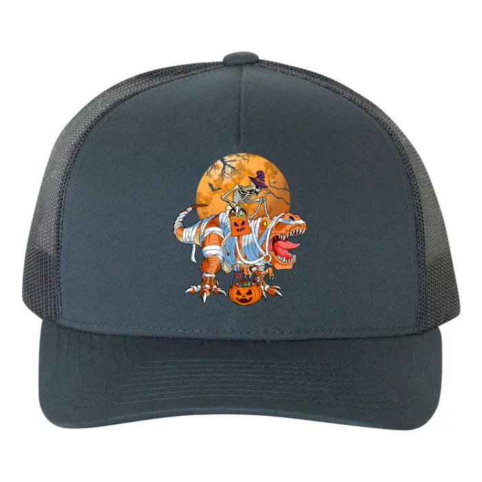 Funny Halloween Dinosaur Skeleton Riding Mummy TRex Gift Yupoong Adult 5-Panel Trucker Hat