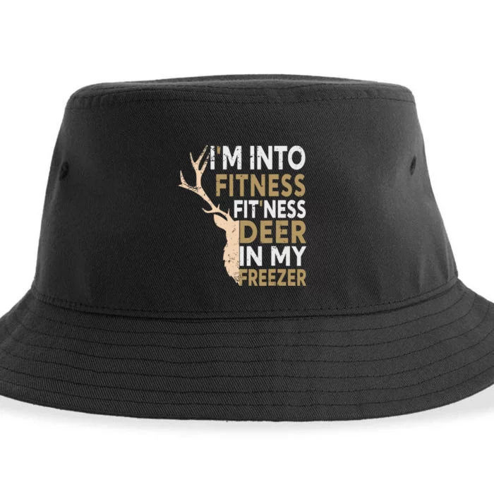 Funny Hunter Dad Im Into Fitness Deer Freezer Hunting Sustainable Bucket Hat