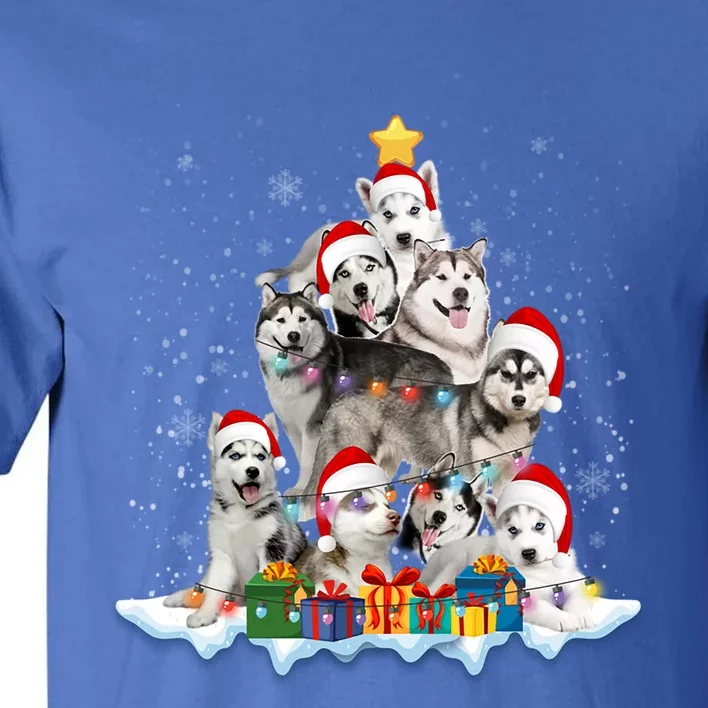 Funny Husky Dog Christmas Tree Cute Xmas Gift Tall T-Shirt