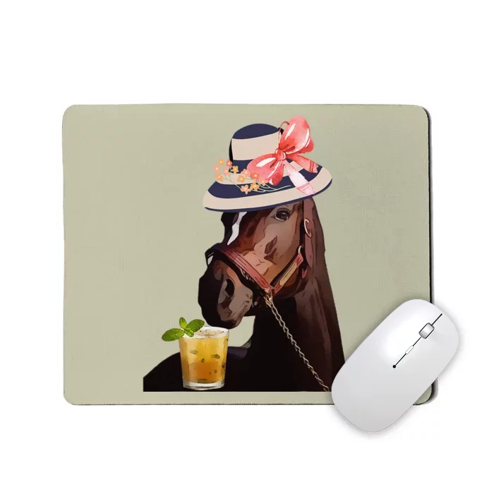 Funny Horse Derby Party Blue Classic Fit Round Mousepad